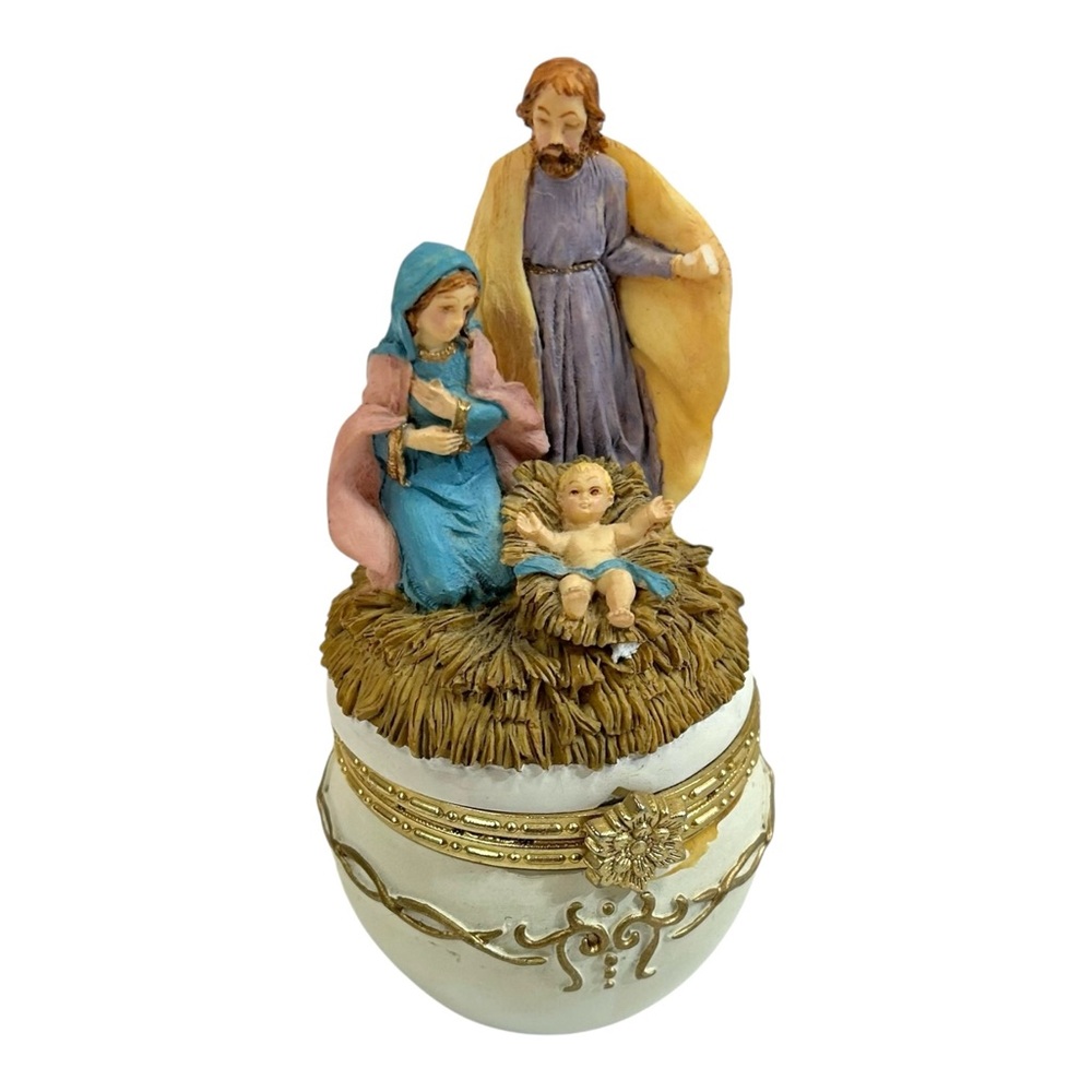 Papel Giftware Silent Night Nativity Catholic Musical Trinket Ring Box Christmas
